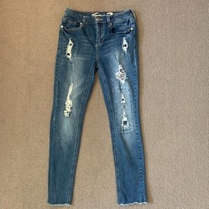 Seven 7 Women's Jeans Size 6 Slim Straight Ripped Stretch Blue Denim